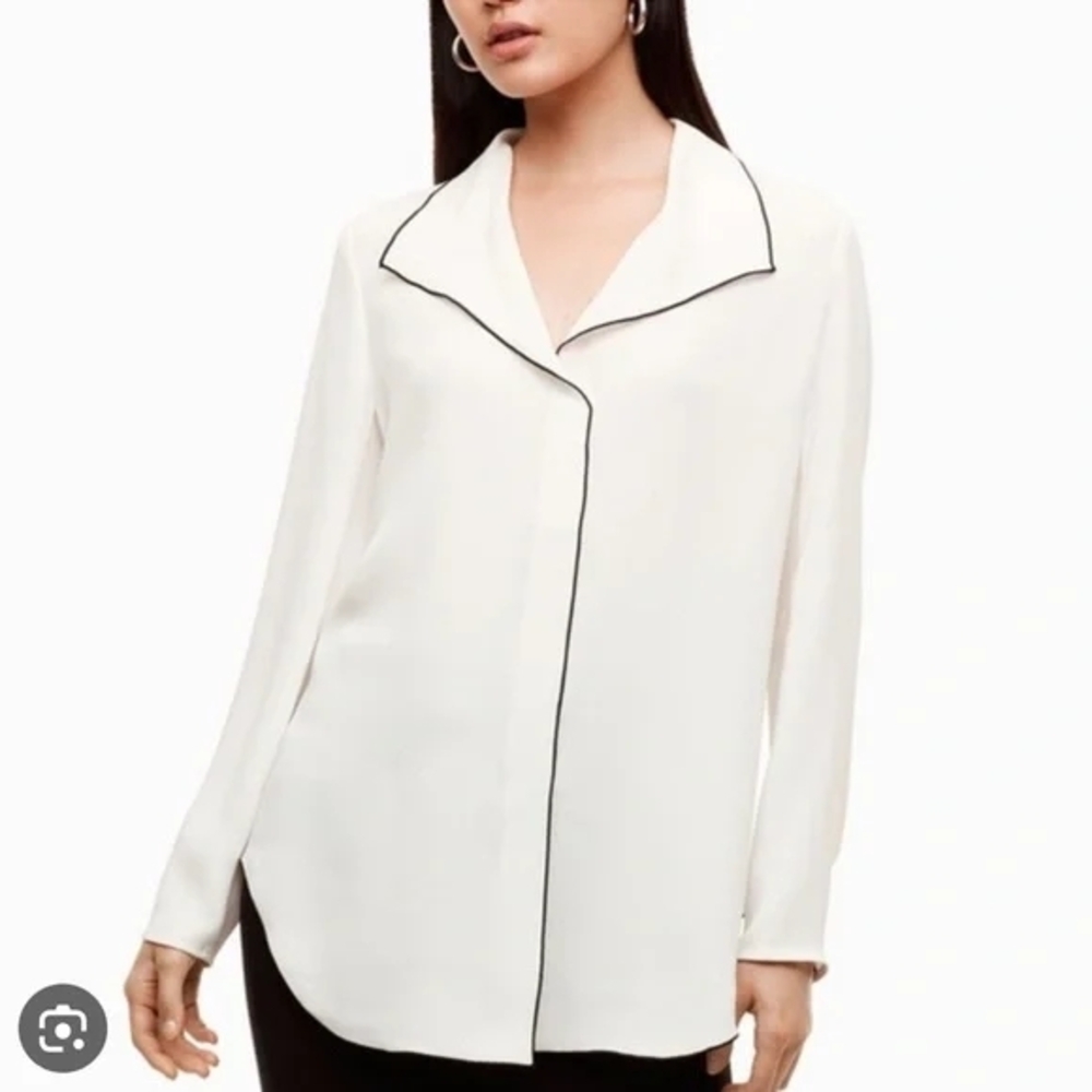 Babaton RENA White Blouse with Black Trim